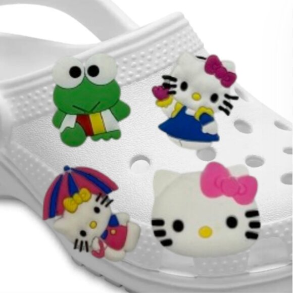 BOGO!! Crocs Style Shoe Charms Jibbitz Hello Kitty Sanrio 4pc Set NEW - Picture 1 of 5
